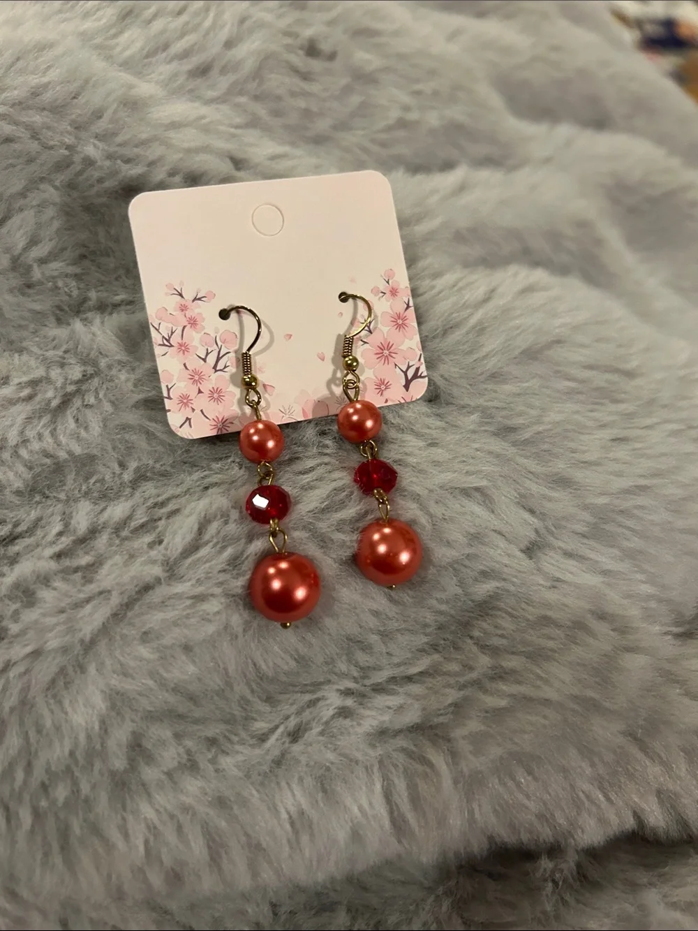 Red Pearl Drop Earrings - Women Jewelry